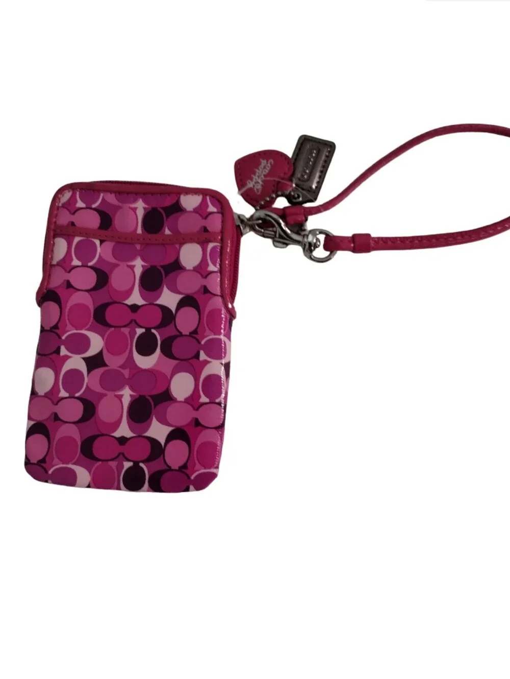 Vintage Y2K Coach Peyton Poppy Dream C Case Wristlet Pink Purple Monogram Rare - Picture 2 of 8